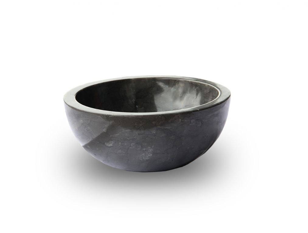 Umywalka z naturalnego kamienia Gemma 501 polerowany marmur Ø 50 cm Czarny